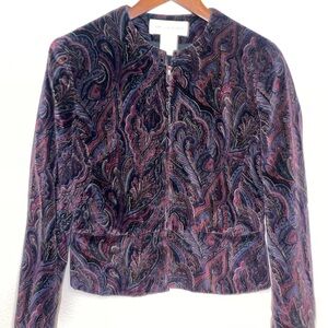 Vintage Jones New York Velvet Paisley Zipper Jacket